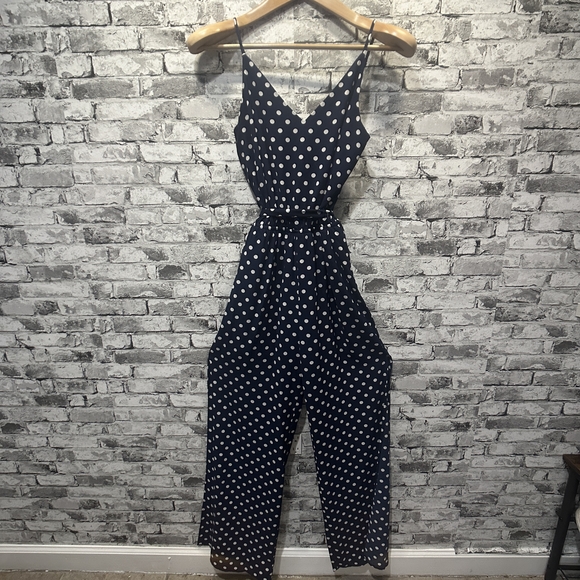 One Clothing Los Angeles Pants - EUC One Clothing Los Angeles Navy Polka Dot Jumpsuit Size XS